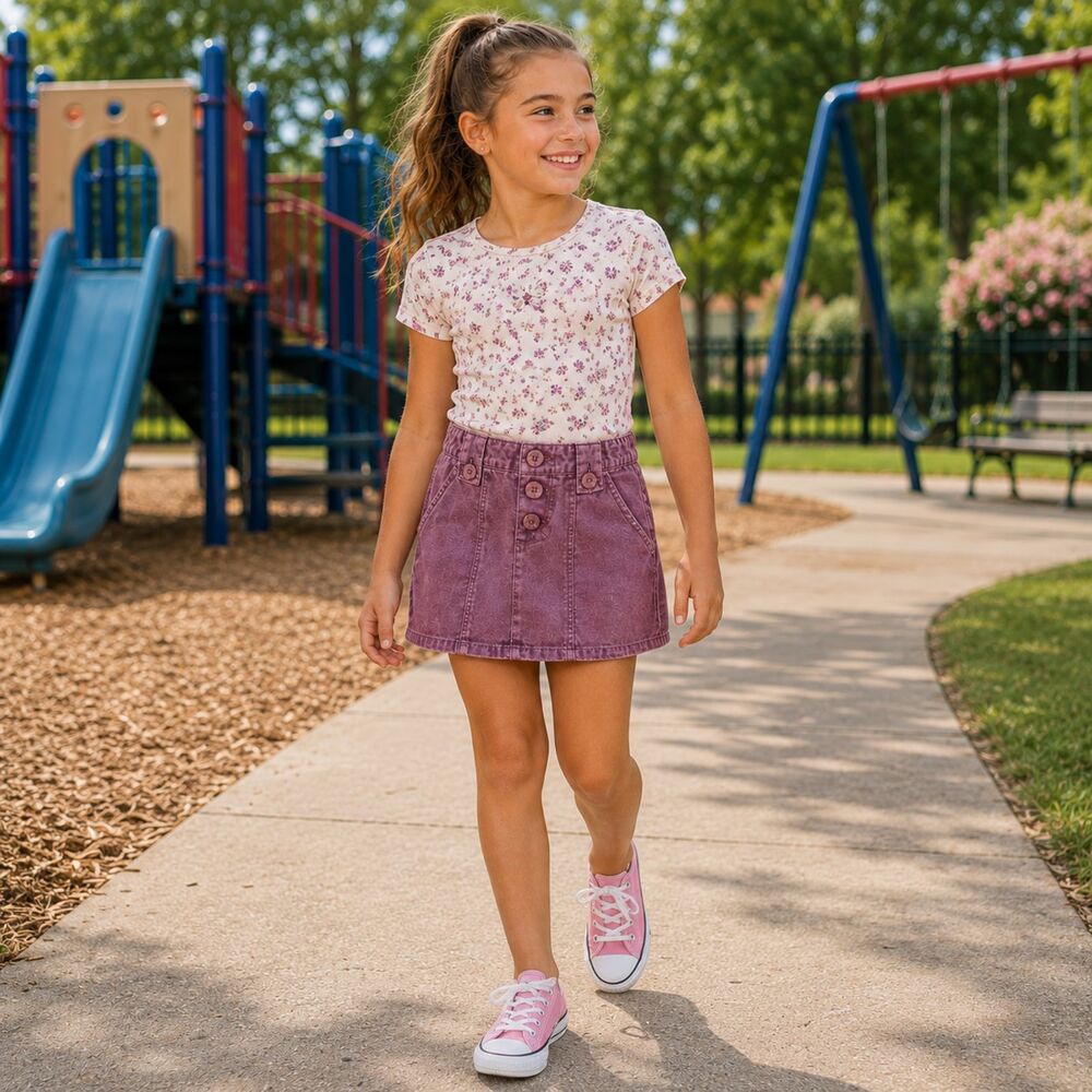Girls Skort M Built In Shorts Schoolcore Y2K Washed Plum Cute Standout Fit